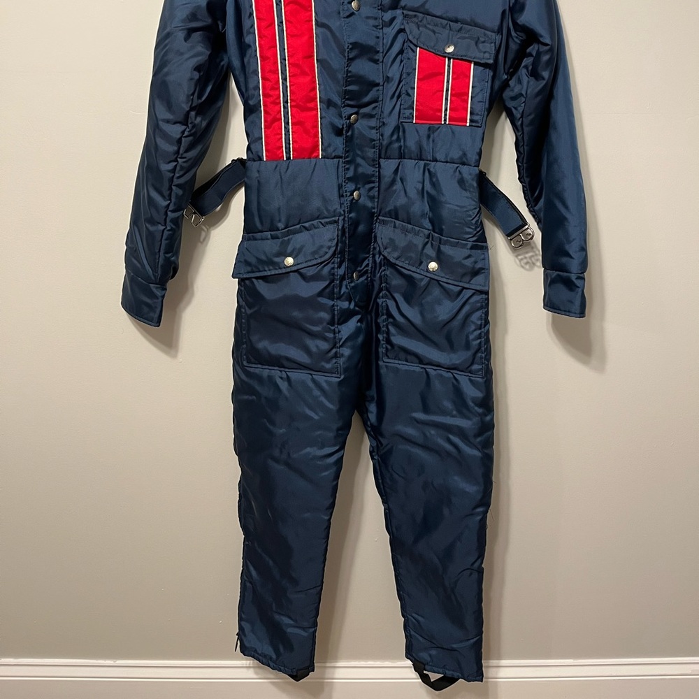 70’s Vintage unisex teens JCPenney Snowmobile Apparel Snowsuit blue and red - Picture 2 of 12